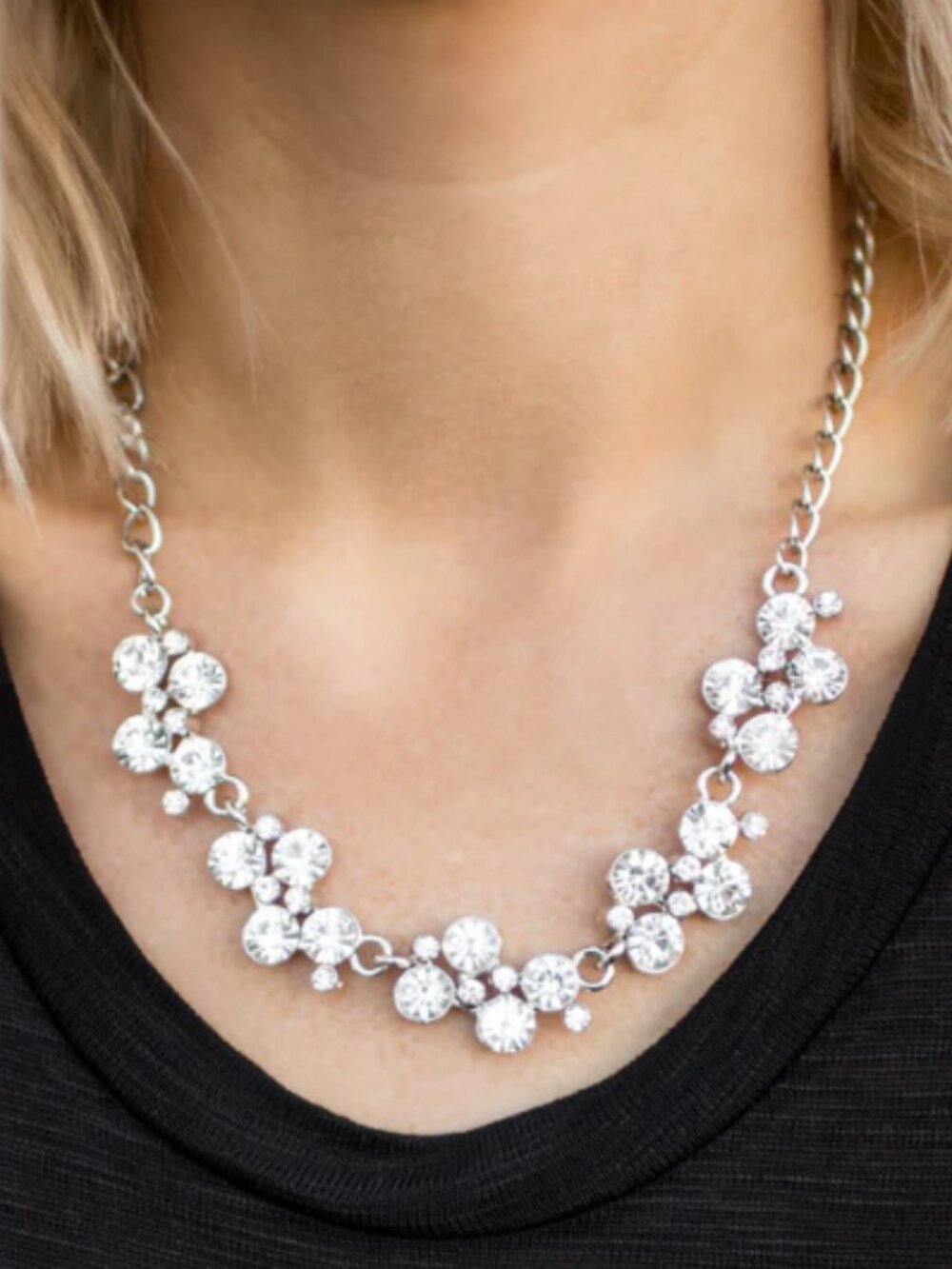$5 for $25-✨ Sparkling Silver‑Tone Crystal Necklace & Earring Set ✨